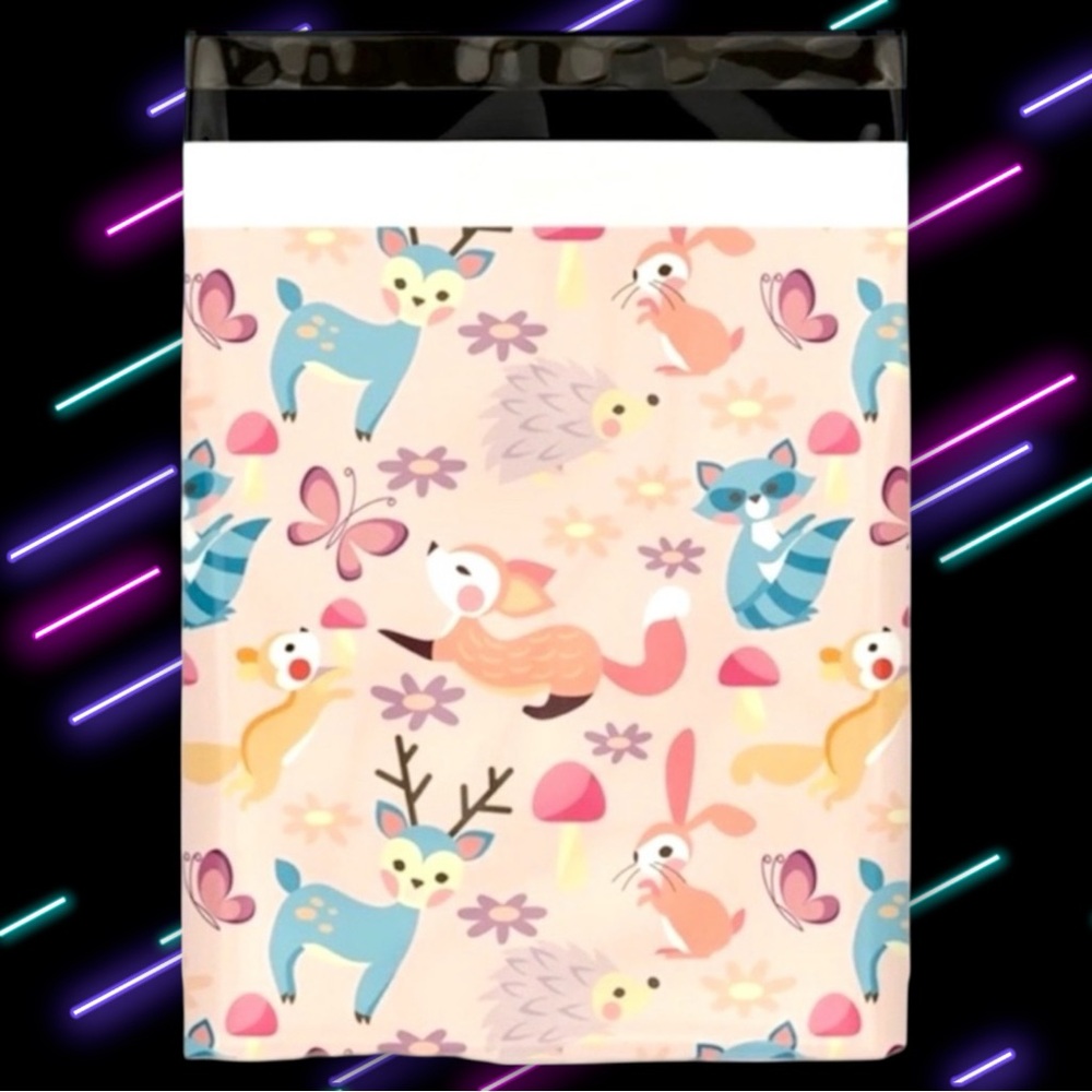 ( Quantity 25 10x13 ) Woodland Animals Poly Mailers Bag Shipping Envelope
